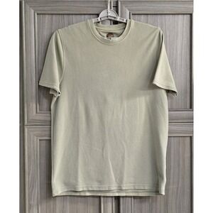 Common People Men Olive Textured T-Shirt Fine Striped Texture Size XL